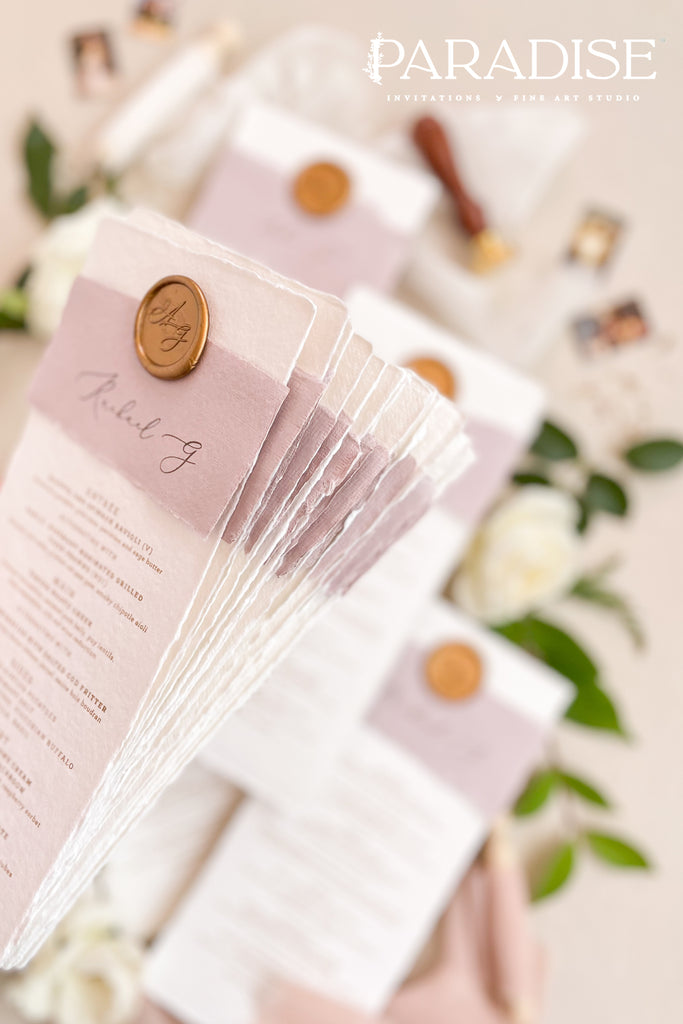 Harmony Handmade Paper Wedding Menus