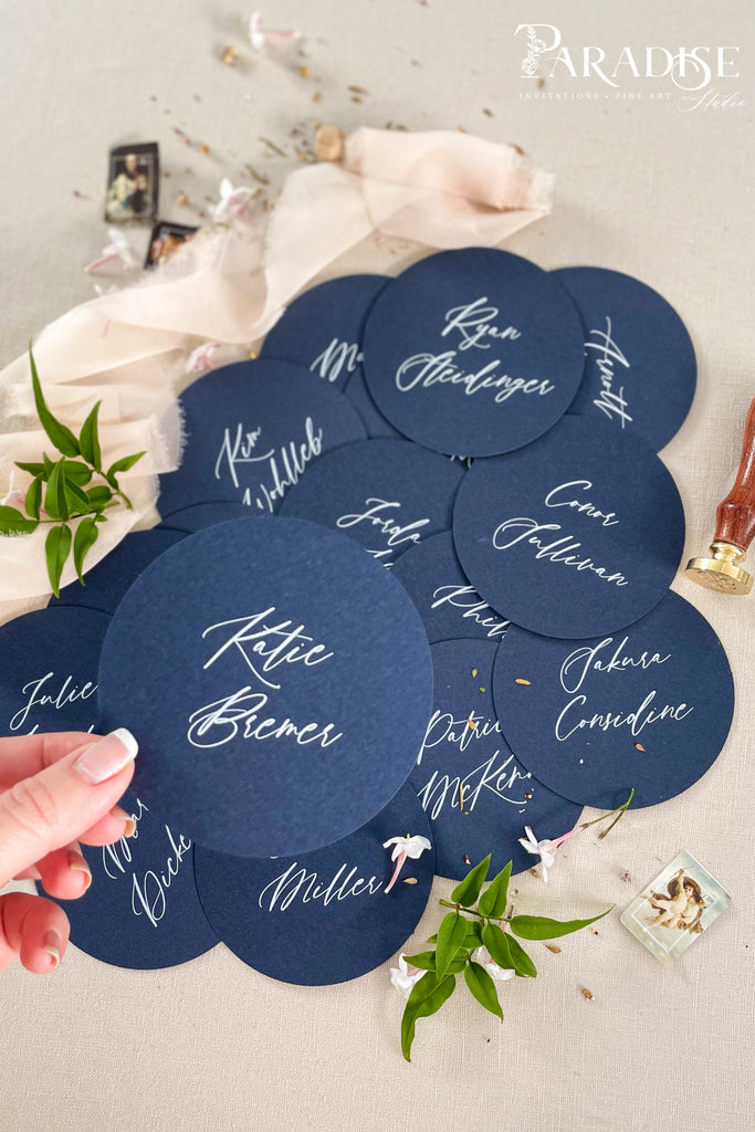 Alani Navy Circle Place Cards