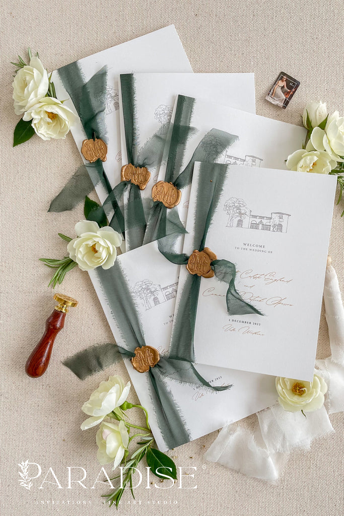 Clareta Silk Ribbon Wedding Programs