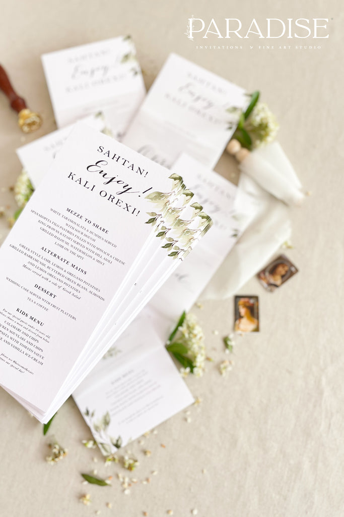 Sorayah Greenery Wedding Menus