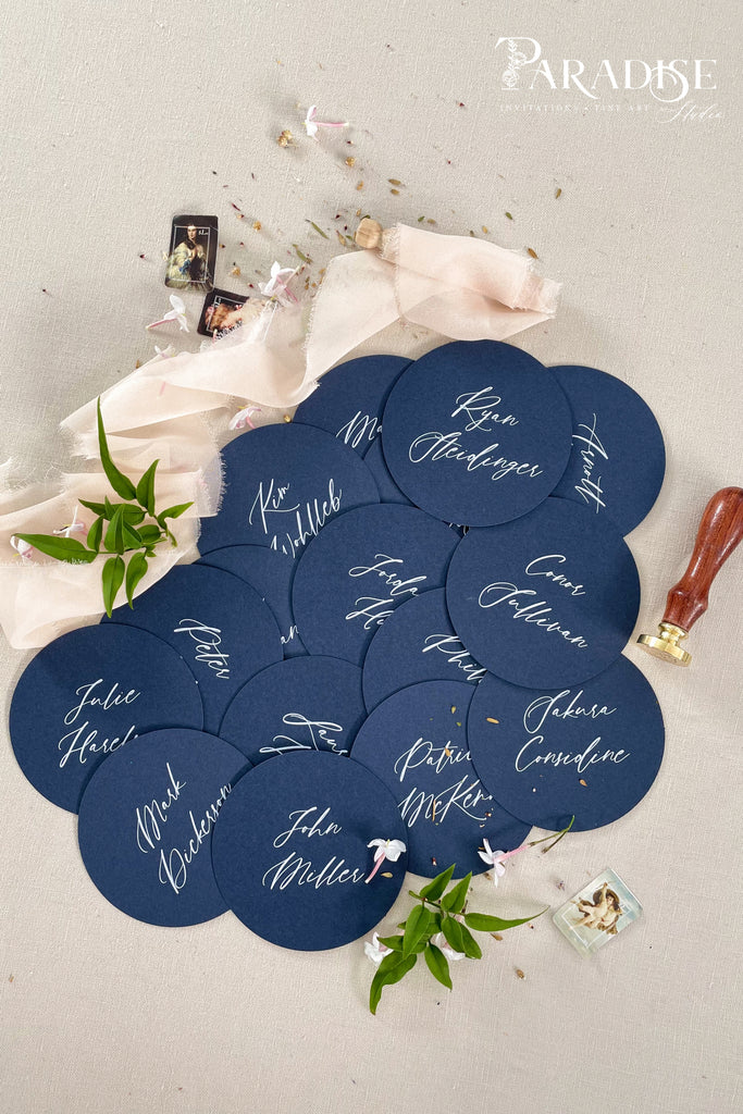 Alani Navy Circle Place Cards