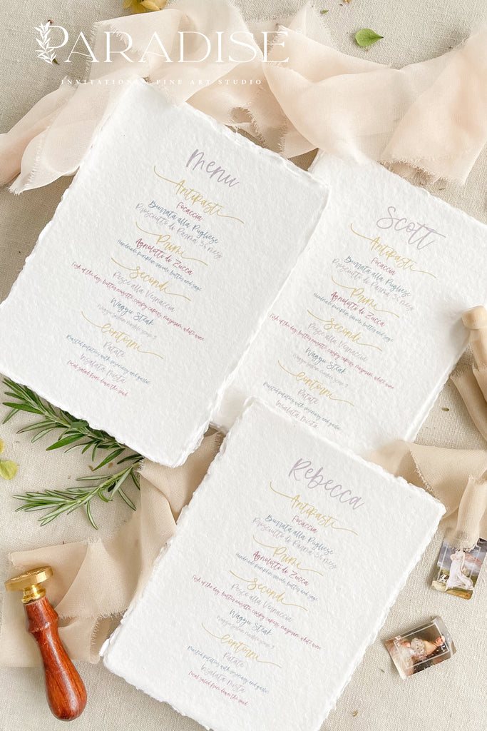 Evelyn Handmade Paper Wedding Menus