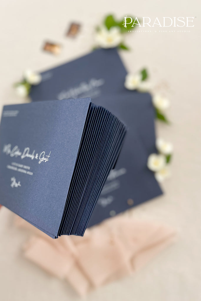 Navy Envelopes and White Ink Printing