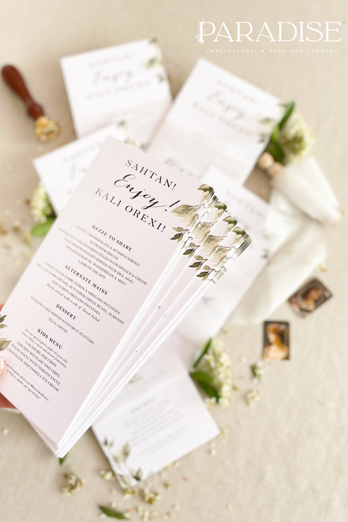 Sorayah Greenery Wedding Menus