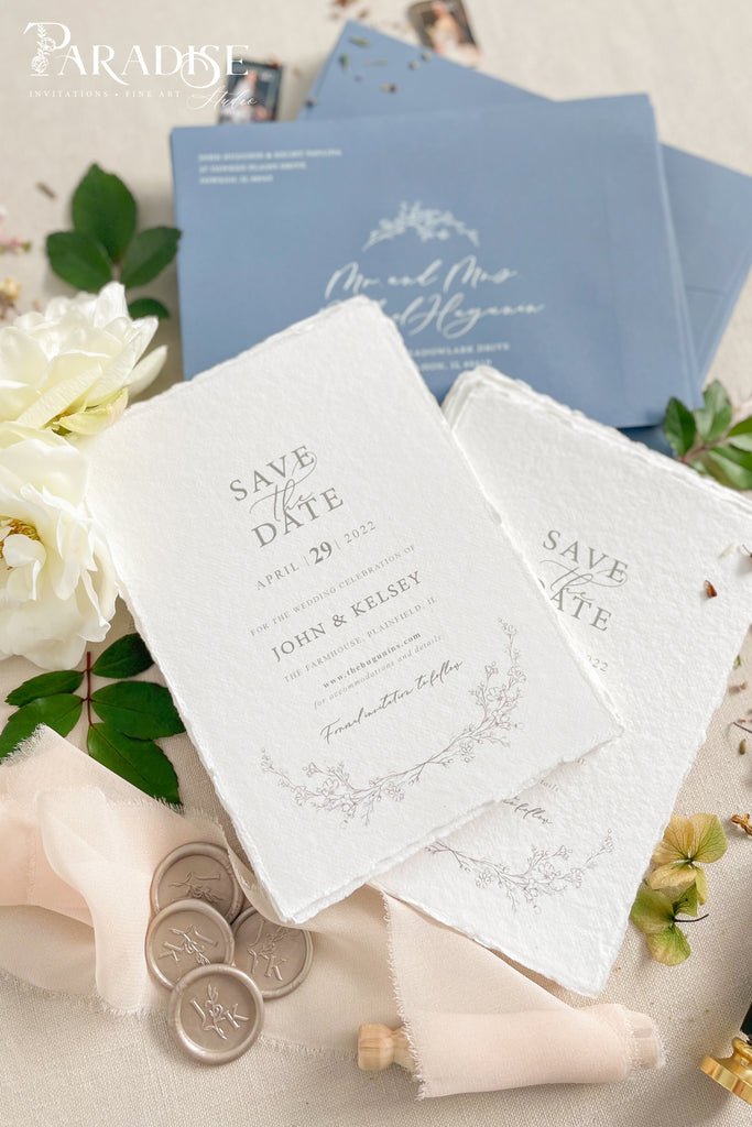 Marla Handmade Paper Save the Date Cards