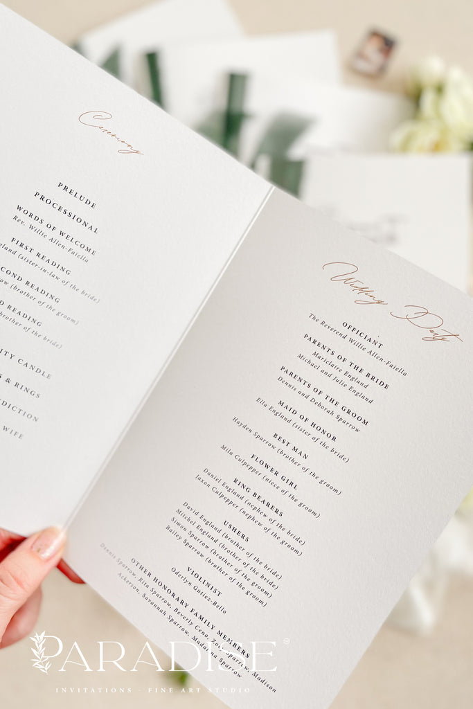 Clareta Silk Ribbon Wedding Programs