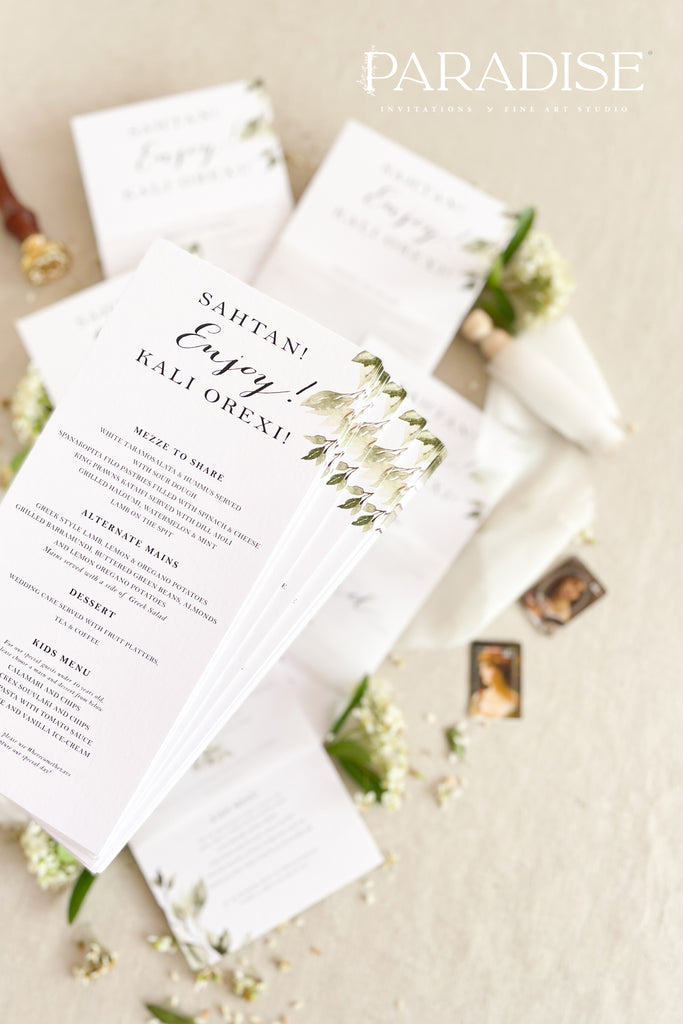 Sorayah Greenery Wedding Menus