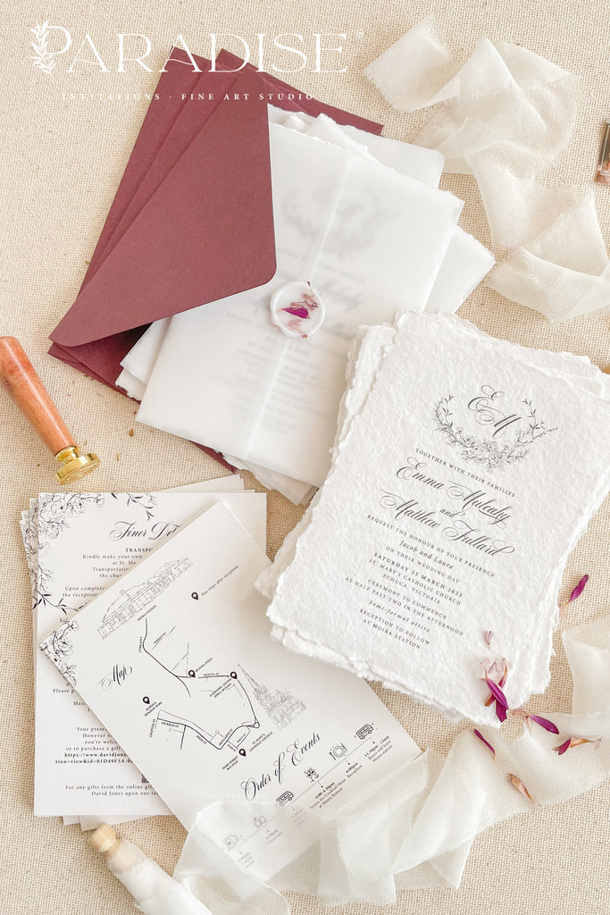 Clemence Handmade Paper Wedding Invitation Sets