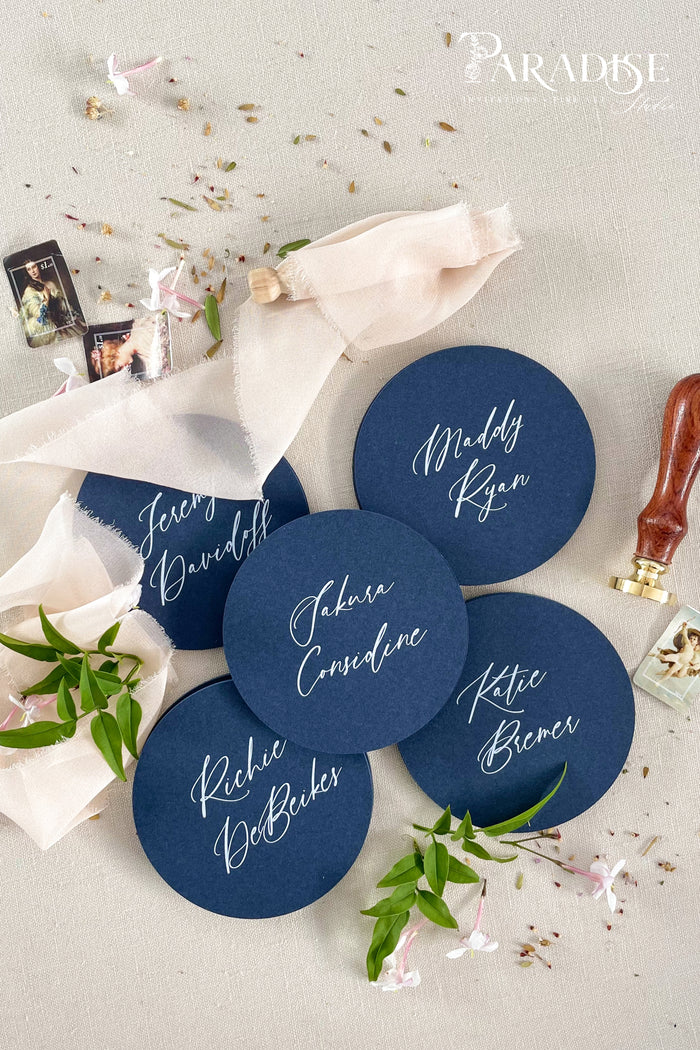 Alani Navy Circle Place Cards