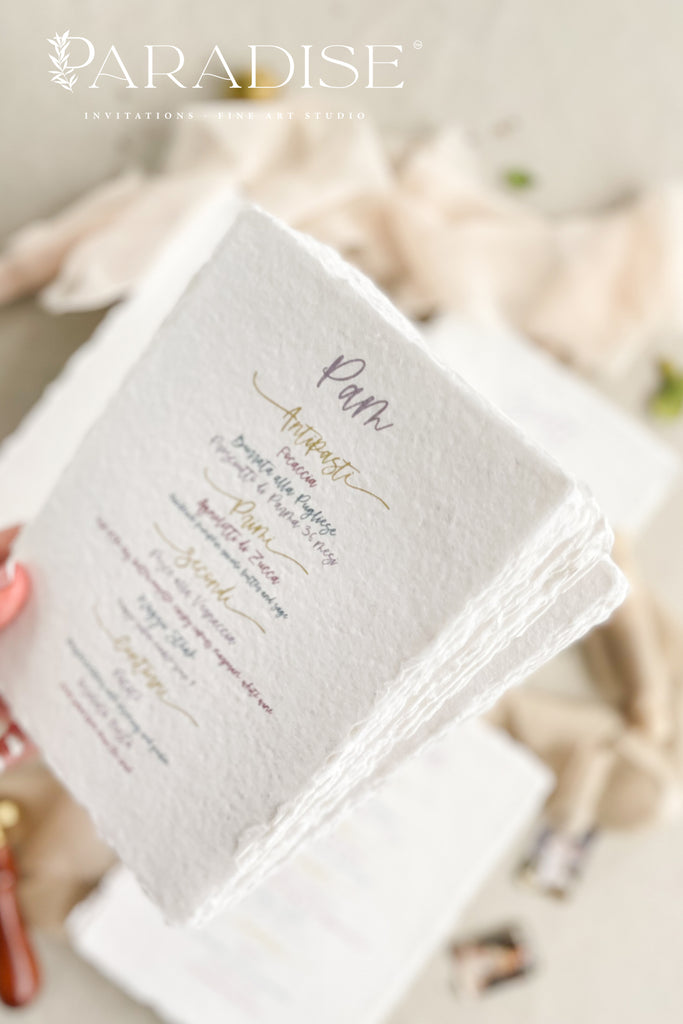 Evelyn Handmade Paper Wedding Menus