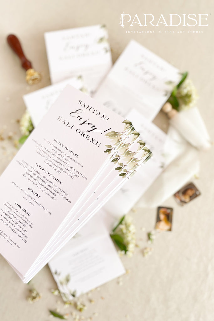 Sorayah Greenery Wedding Menus