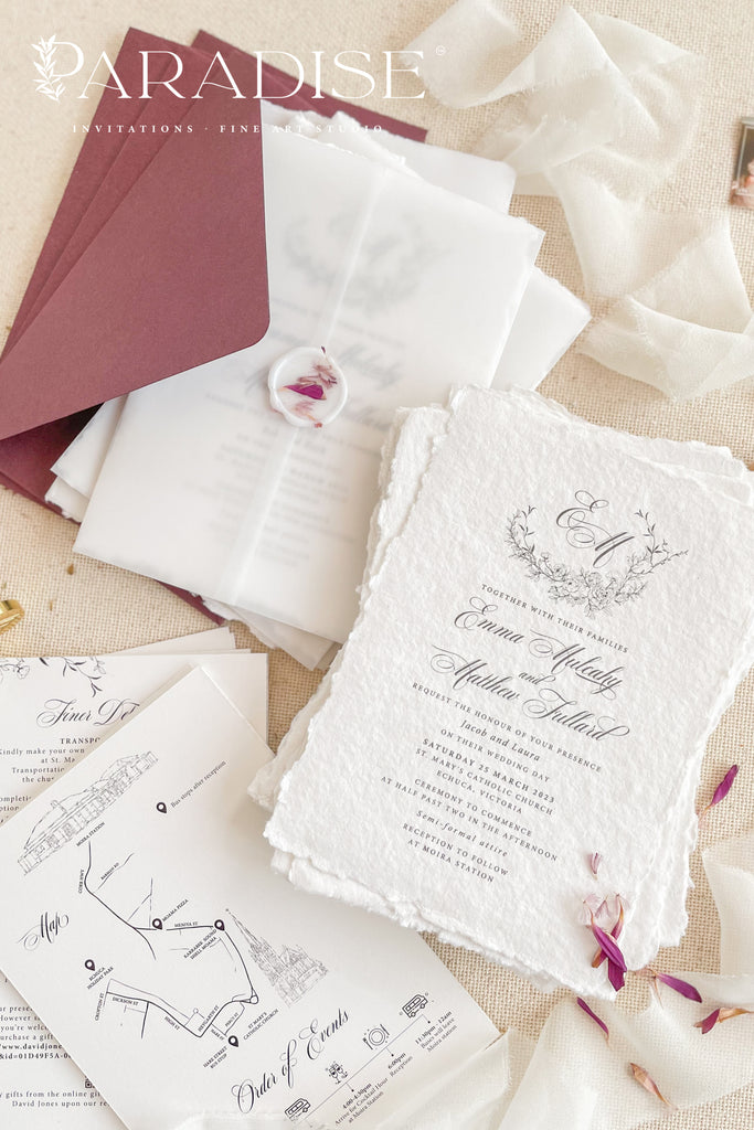 Clemence Handmade Paper Wedding Invitation Sets