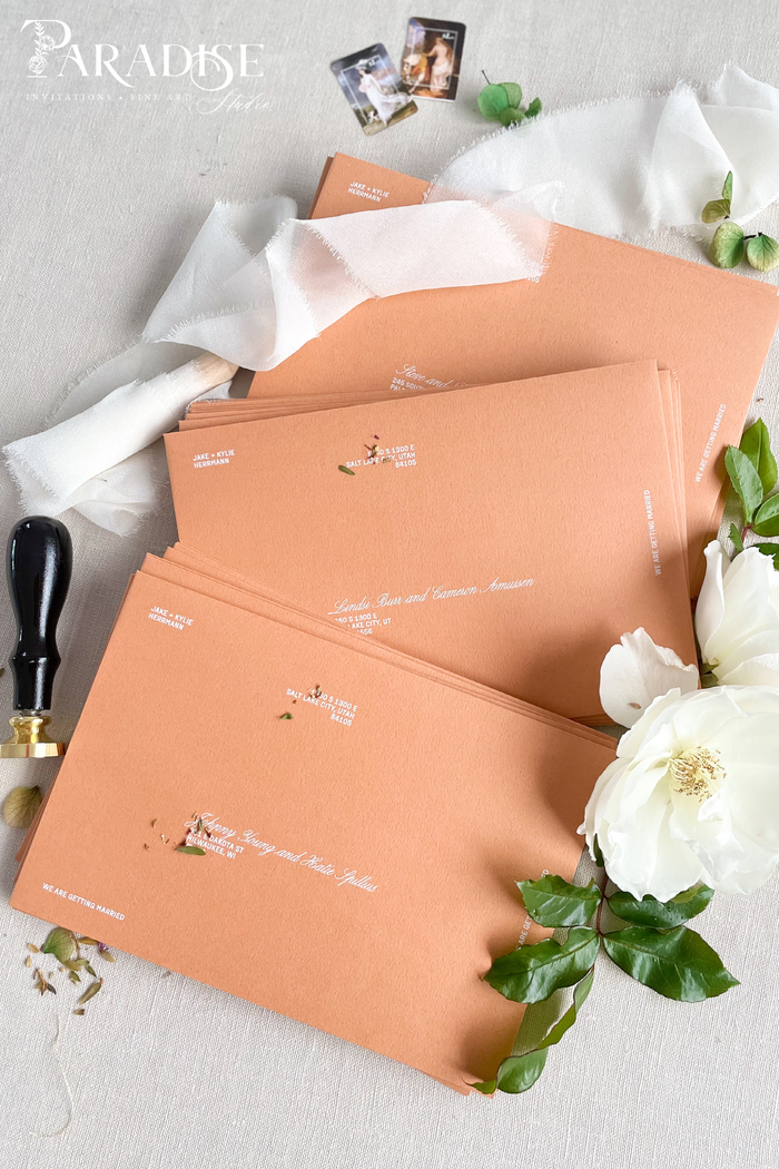 Terracotta Envelopes and White ink Printing