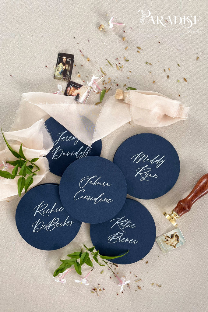 Alani Navy Circle Place Cards