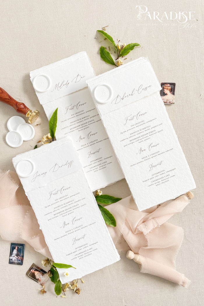 Jemma Handmade Paper Wedding Menus