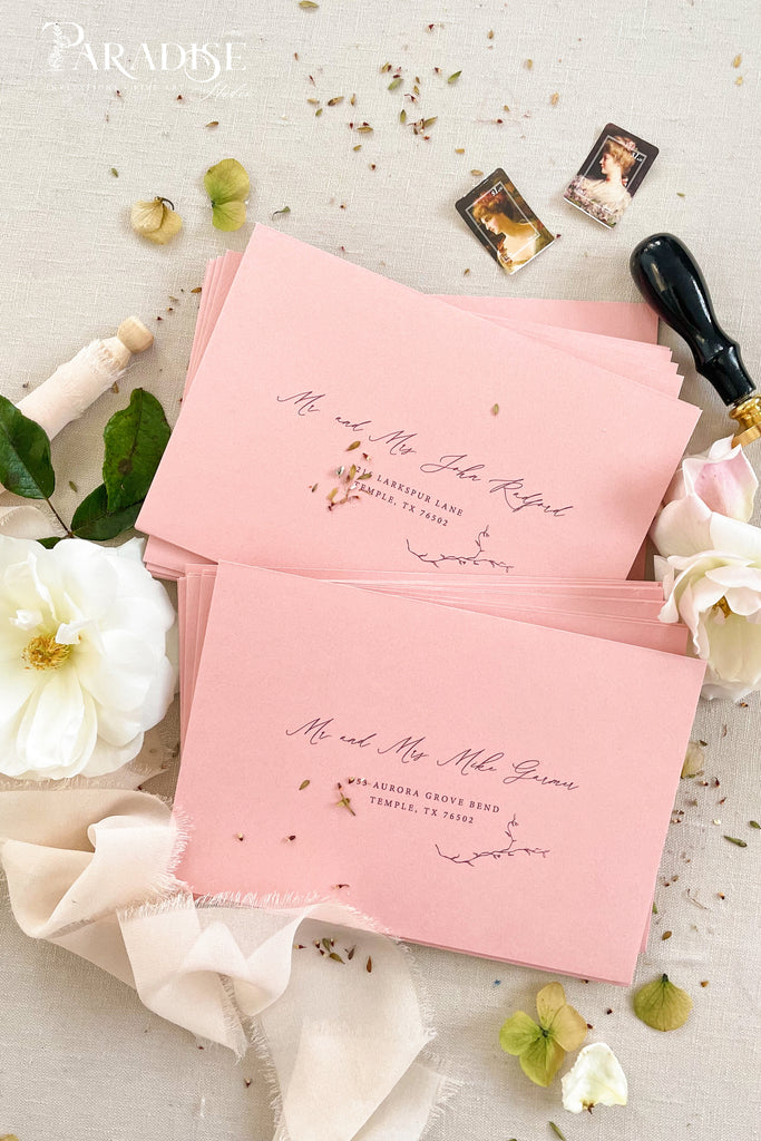 Dusty Pink Envelopes and Black Ink Printing