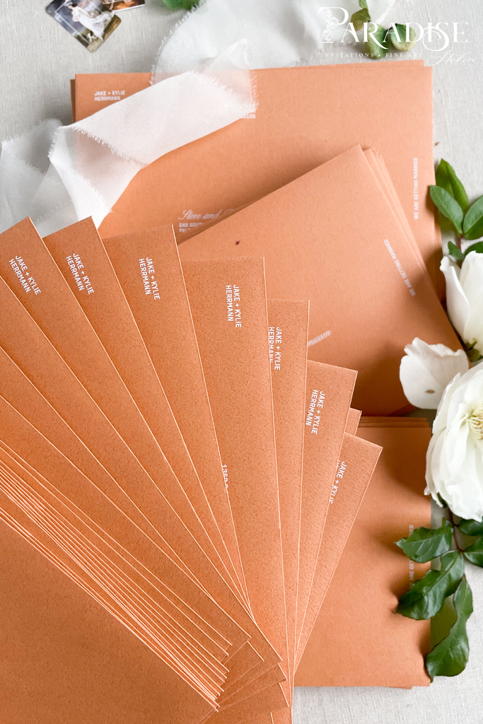 Terracotta Envelopes and White ink Printing