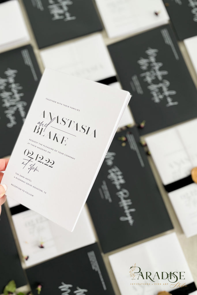 Olivia Black and White Wedding Invitation Sets