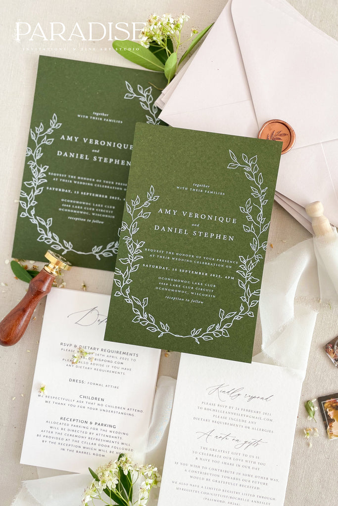 Emery Forest Green Wedding Invitations