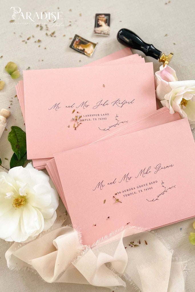 Dusty Pink Envelopes and Black Ink Printing