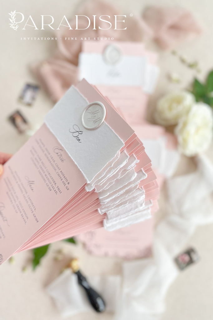 Fauna Handmade Paper Wedding Menus