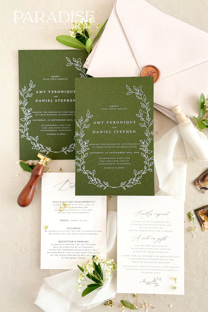 Emery Forest Green Wedding Invitations