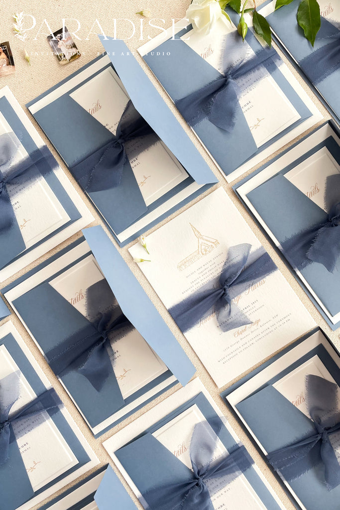 Ellaine Silk Ribbon Wedding Invitations