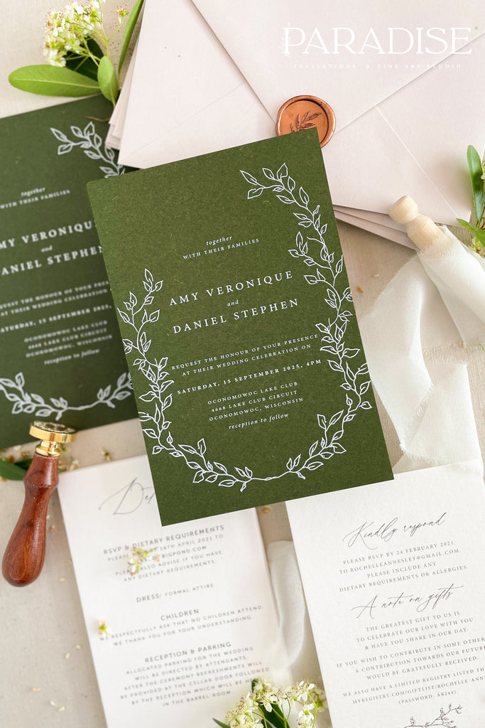 Emery Forest Green Wedding Invitations