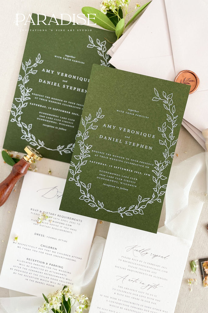 Emery Forest Green Wedding Invitations