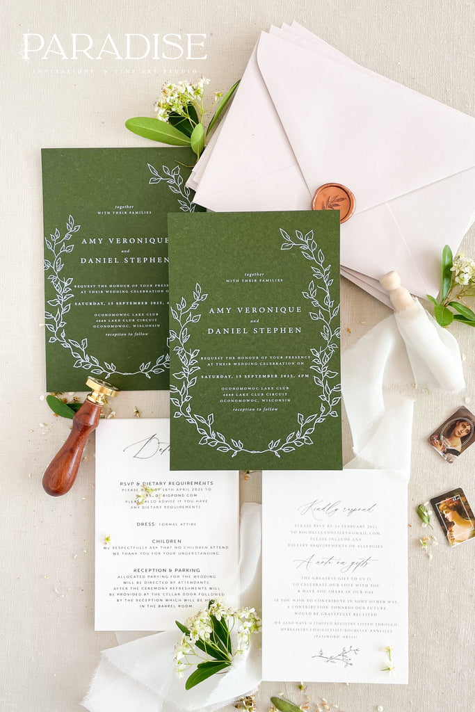 Emery Forest Green Wedding Invitations