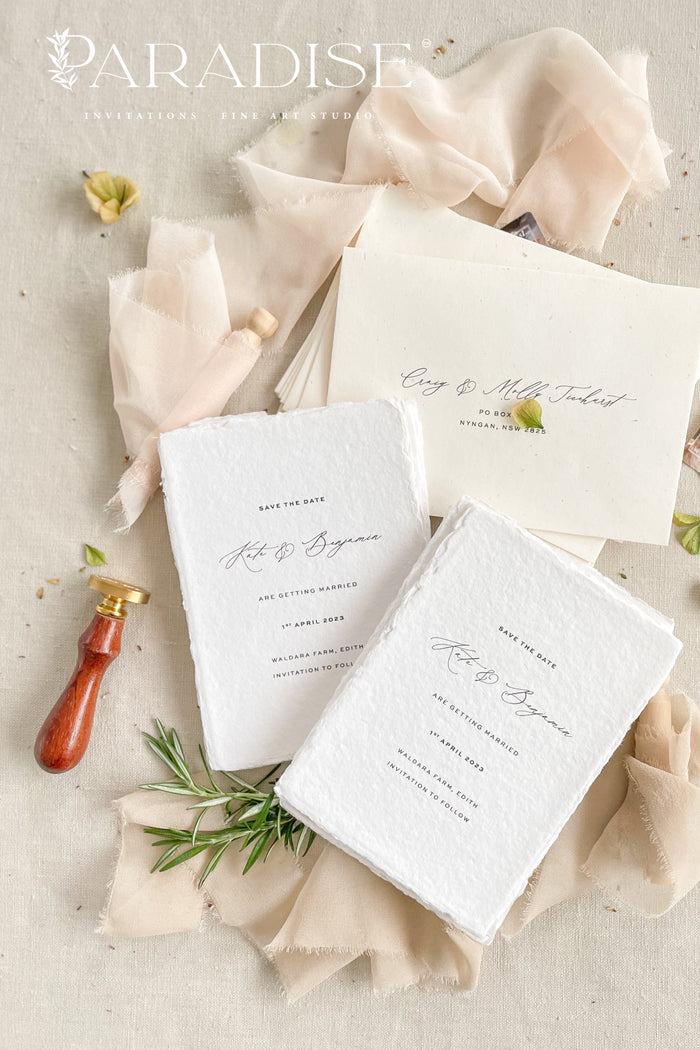 Adalie Handmade Paper Save the Date Cards