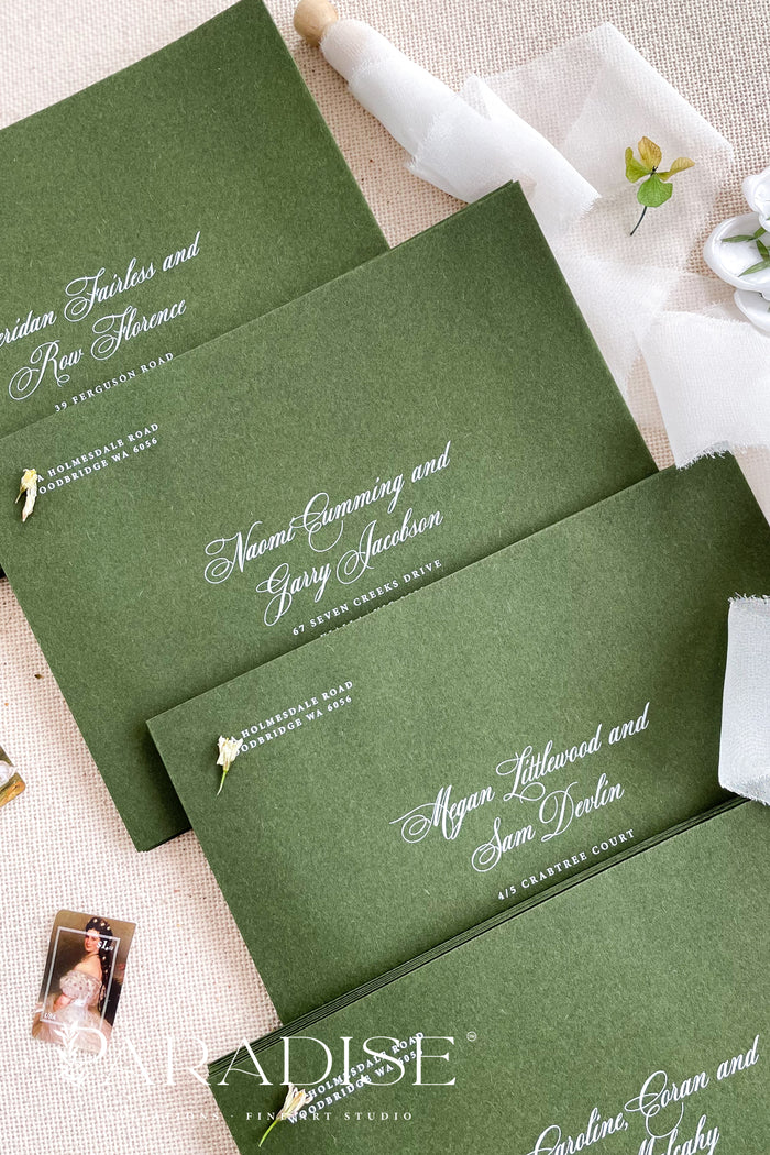 Forest Green Envelopes and White Ink Printing