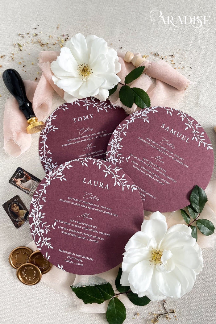 Fabricia Circle Wedding Menus