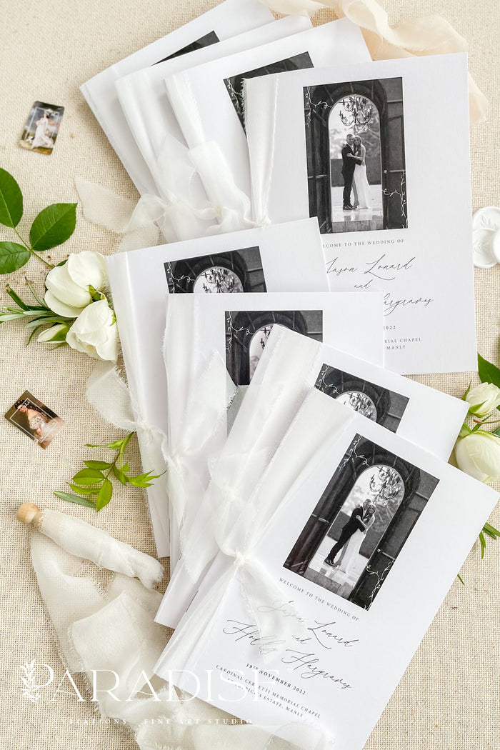 Jordane Black and White Wedding Programs