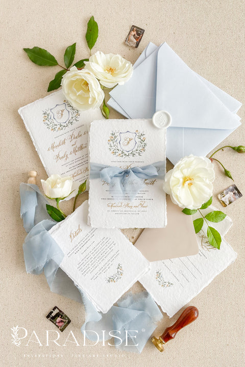 Set a sophisticated and thoughtful tone for your coastal celebration with these unique wedding invites. Perfect for a beach wedding, this suite features a classic navy theme with a beautifully designed wedding timeline to guide your guests through your special day. The elegant calligraphy design adds a touch of classic romance, while the eco-conscious materials ensure your stationery is a beautiful and responsible choice for your special day.