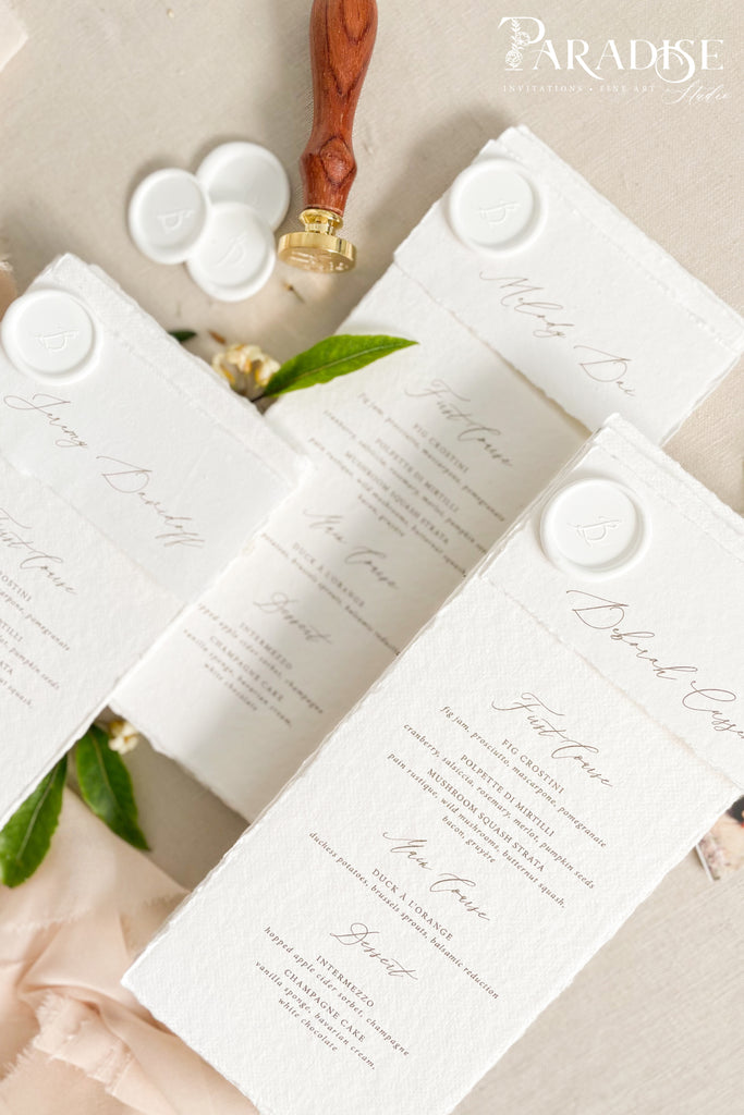 Jemma Handmade Paper Wedding Menus