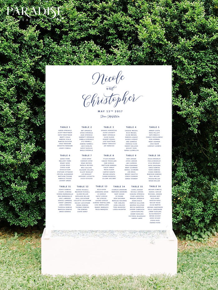 Melissa Elegant Wedding Table Seating Chart