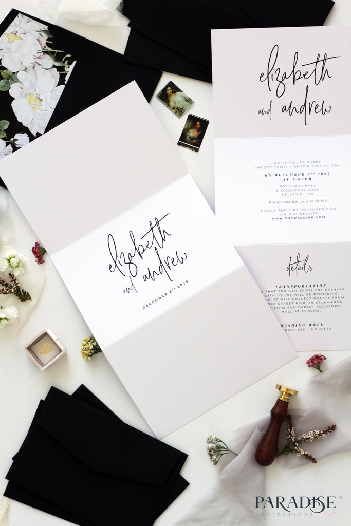 Fantine Elegant Calligraphy Wedding Invitation