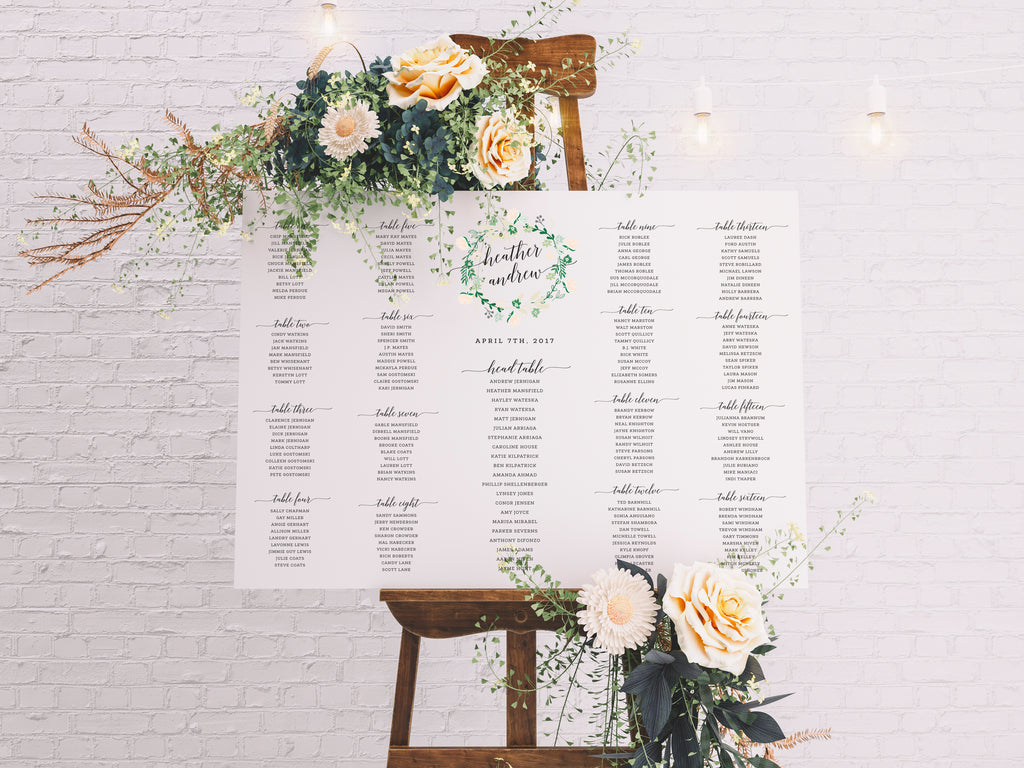 Table Seating chart, Printable Seating Charts, type: Wedding Stationery