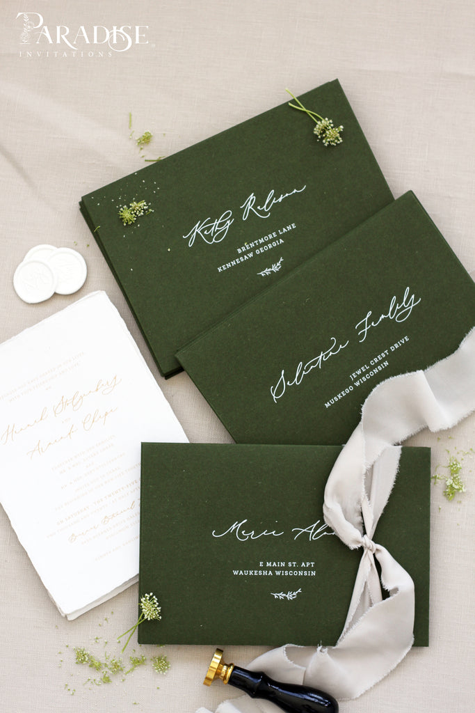 Forest Green Envelopes White Ink Printing