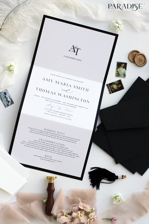 This concertina wedding invitation suite is ideal for couples who want a seamless way to share every detail of their celebration. Its fold-out layout allows you to include your ceremony, reception, travel, and RSVP information - all presented with fine art botanical illustrations that bring a touch of nature’s grace to your stationery. Perfect for garden weddings, destination celebrations, or romantic countryside venues, this suite combines beauty with functionality.