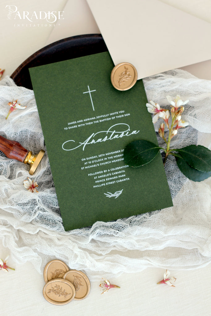 Megan Forest Green Christian Invitation