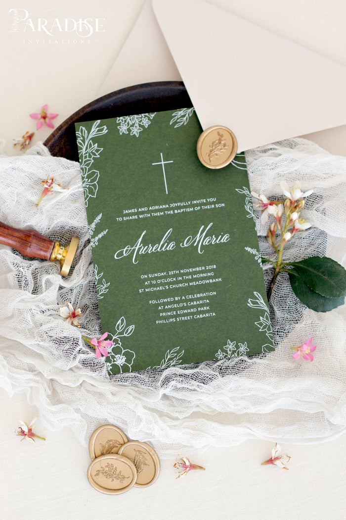 Arabella Forest Green Christian Invitation