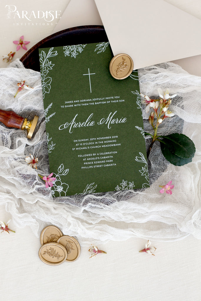 Arabella Forest Green Christian Invitation