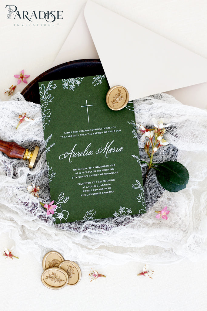 Arabella Forest Green Christian Invitation