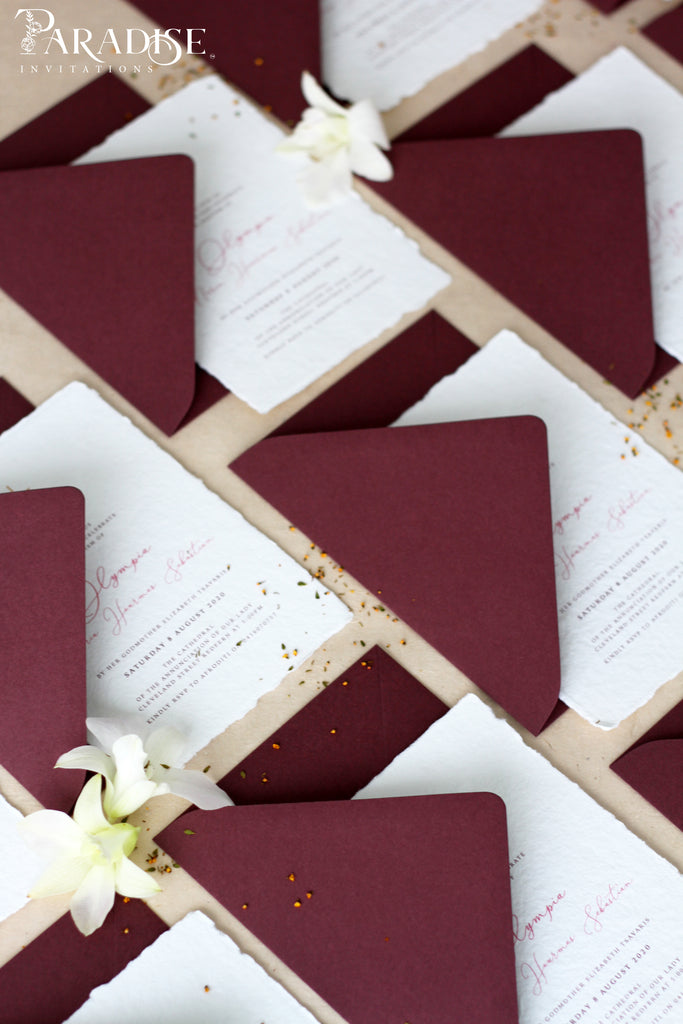 Afroditi Handmade Paper Christian Invitation, Envelopes Merlot