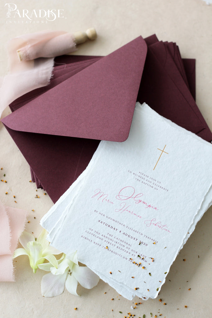 Afroditi Handmade Paper Christian Invitation, Envelopes Merlot