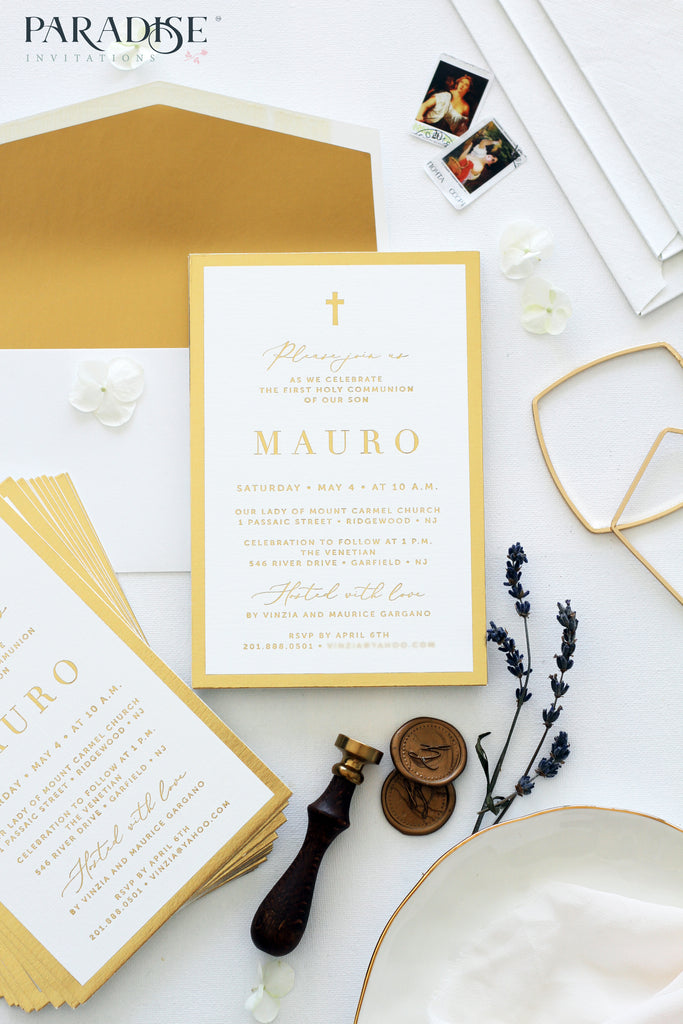 Elegant Golden Foil Christian Invitation