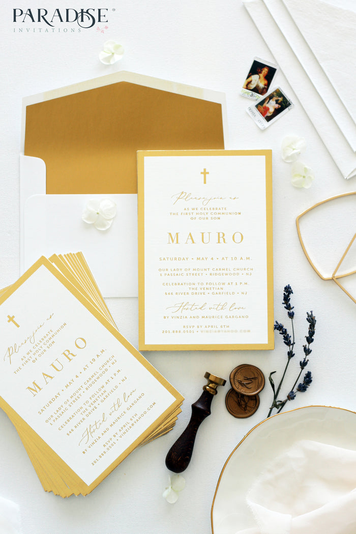 Elegant Golden Foil Christian Invitation