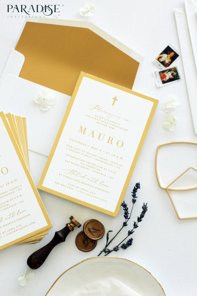 Elegant Golden Foil Christian Invitation